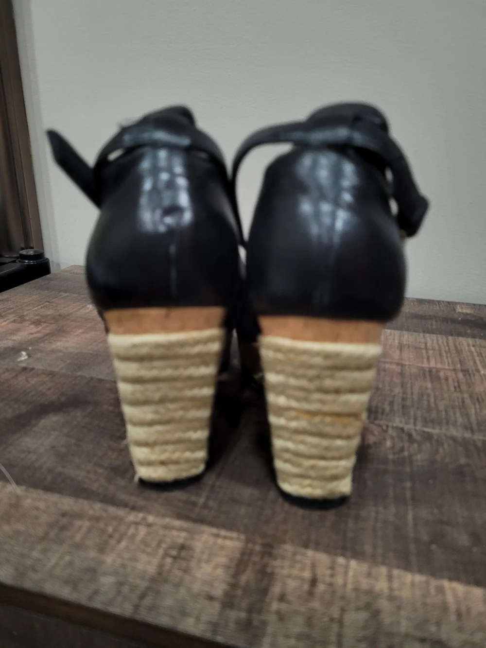 Cole Haan Black Wedge Espadrille Sandals